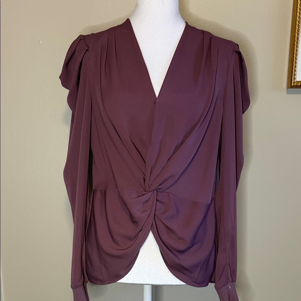 Current Air‎ XS Elegant Plum Twist-Front Blouse NWT
